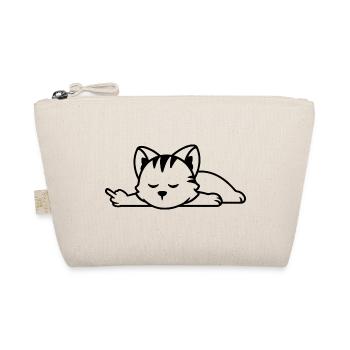 Katze Mittelfinger Faul Frech Humor - Bio-Täschchen - Natur - Vorne
