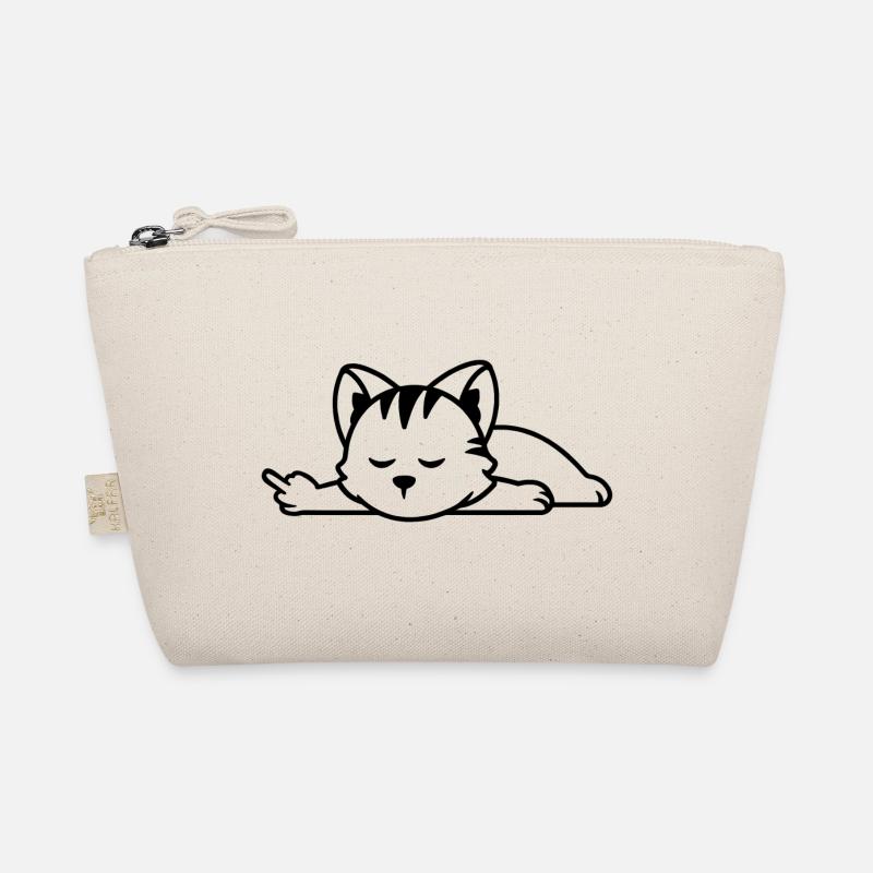 Katze Mittelfinger Faul Frech Humor - Bio-Täschchen - Natur