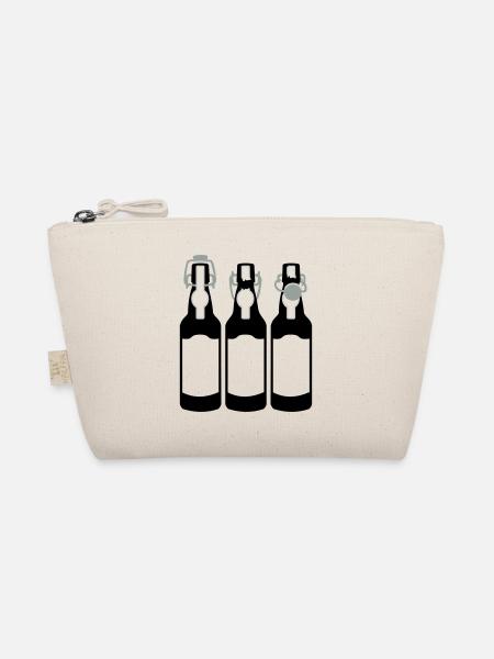 3 Bierflaschen / 3 beer bottles (c, 3c) - Bio-Täschchen - Natur - Vorne