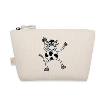 Funny Cow Comic Cartoon Cattle Peace Sign - Organic Pouch - nature - Front