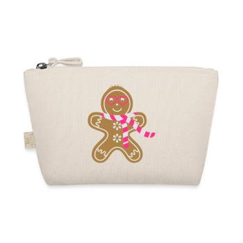 Gingerbread man with heart glasses and scarf - Organic Pouch - nature - Front