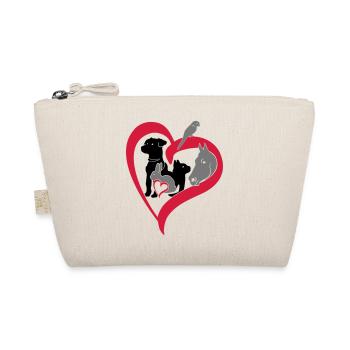 Haustiere 3 Herz groß big heart - Tierliebe Love - Bio-Täschchen - Natur - Vorne