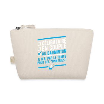 "Célibataire en couple au badminton" t-shirt - Trousse biologique - nature - Devant