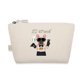 NEU Geburstags Mops 50 ist cool Geschenk - Bio-Täschchen - Natur - Vorne
