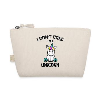 I don't care I'm a unicorn Shirt für Mädchen - Bio-Täschchen - Natur - Vorne