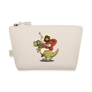 Dinosaur Jesus funny T-Rex gift birth - Organic Pouch - nature - Front