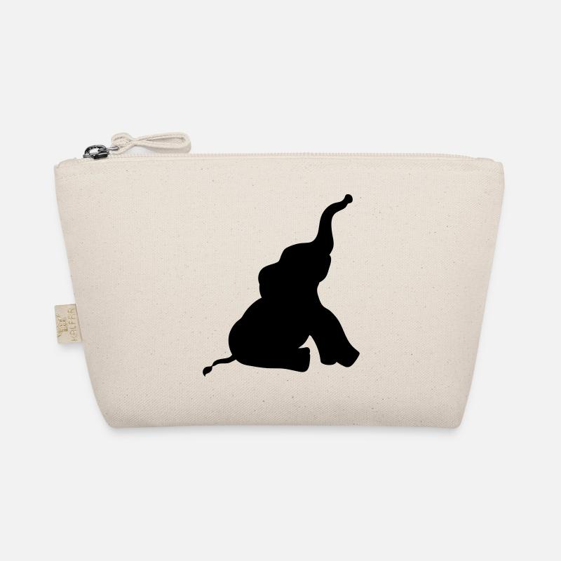 silhouette shadow outline elephant small sitting s Organic Pouch