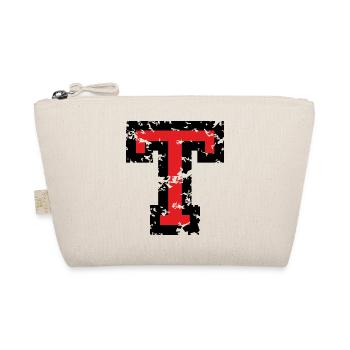 Letter T (Distressed) two-color Black/Red - Organic Pouch - nature - Front