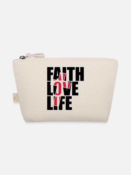 Red cross design jesus cool faith love life faith - Organic Pouch - nature - Front