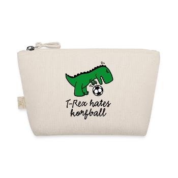 T-Rex hates korfball ball funny dinosaur cartoon - Organic Pouch - nature - Front