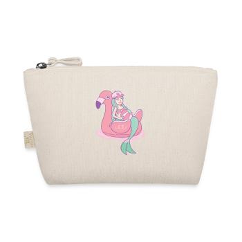 Mermaid Girl on Flamingo Pool Float - Organic Pouch - nature - Front