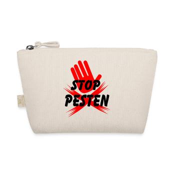 Stoppen Sie das Mobbing von Hand und Kreuzlogo Niederländischer Text - Bio-Täschchen - Natur - Vorne