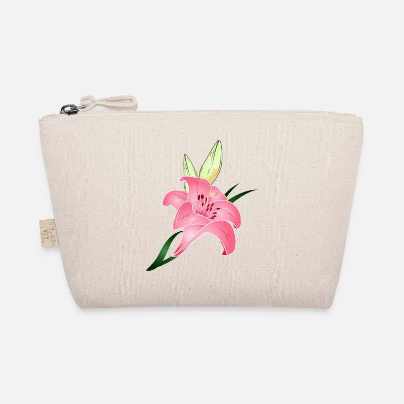 pink lily bloom with two buds Organic Pouch