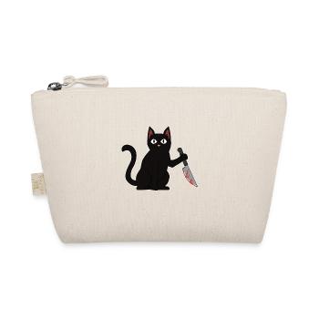 Black cat with knife killer murderer - Organic Pouch - nature - Front