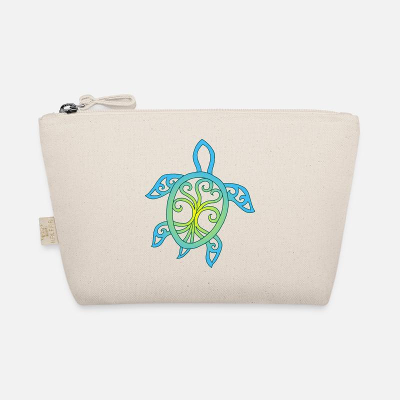 Blue and yellow sea turtle symbol Organic Pouch