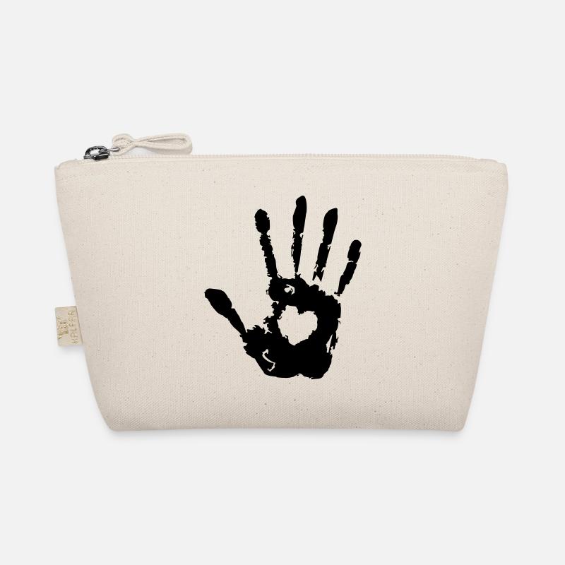 Stop Hand Right with Heart Print - Organic Pouch - nature