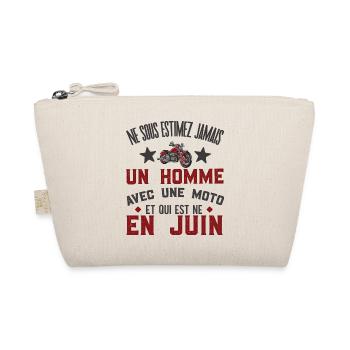 Cadeau humour homme moto, motard, biker, naissance - Trousse biologique - nature - Devant