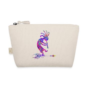 Native American Kokopelli With Feather 2 - Organic Pouch - nature - Front