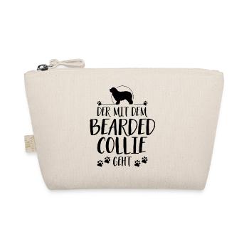 DER MIT DEM BEARDED COLLIE GEHT Spruch Wilsigns - Bio-Täschchen - Natur - Vorne