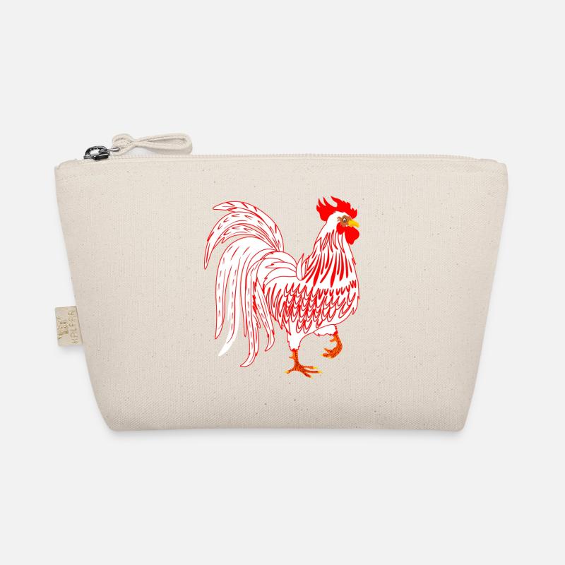 White rooster Rooster coq - Organic Pouch - nature