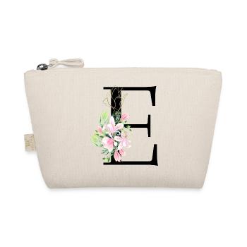 Letter E Watercolor of Floral Monogram - Organic Pouch - nature - Front