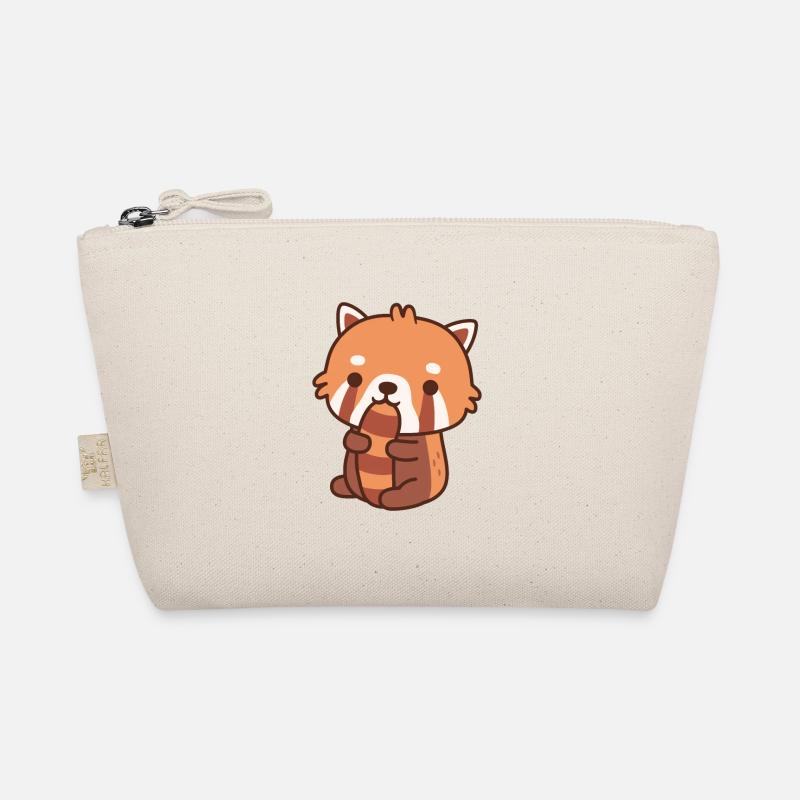 Mignon petit panda roux mordant sur la queue Trousse biologique