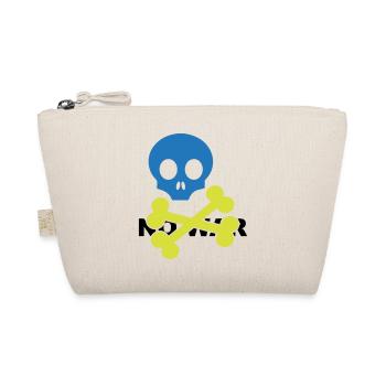Neonblauer Totenkopf und gekreuzte Knochen - Bio-Täschchen - Natur - Vorne