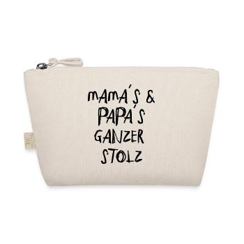 mama papa Eltern stolz Kinder babys Schrift - Bio-Täschchen - Natur - Vorne