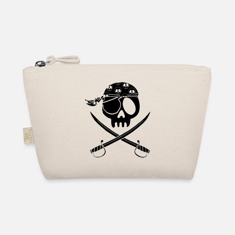 Schwarzer Piratenschädel Bio-Täschchen