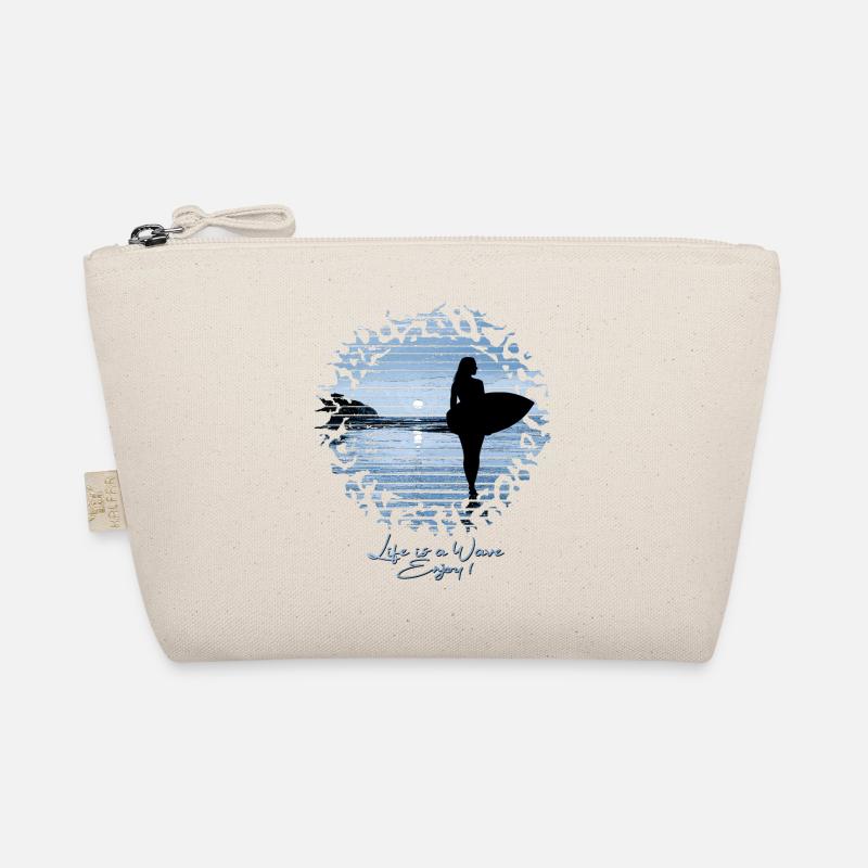 Beach surfer Life is a Wave, Enjoy! | Blue Organic Pouch
