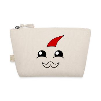 Cute face with a beard and christmas hat - Bio-Täschchen - Natur - Vorne