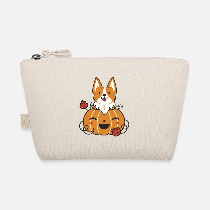 Halloween Corgi Pumpkin Kürbis Hund - Bio-Täschchen - Natur