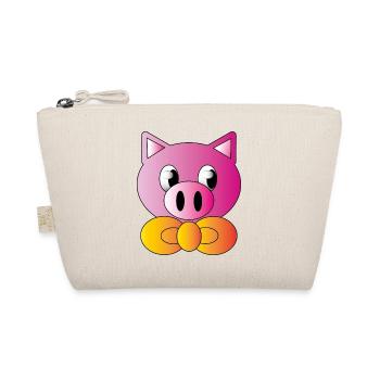 Pig with Bun Tie - Organic Pouch - nature - Front