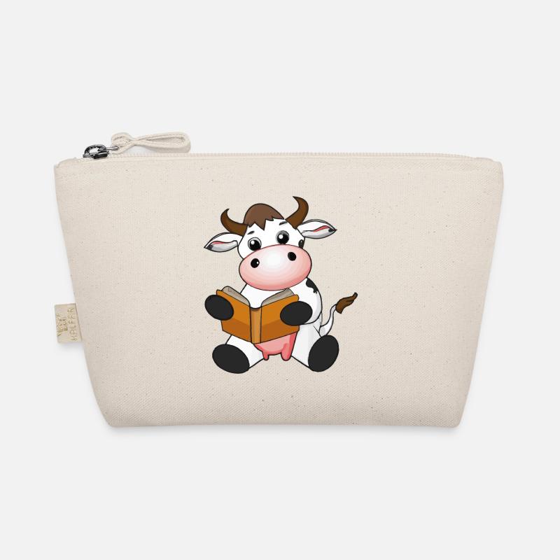 Cow reads book gift idea Organic Pouch