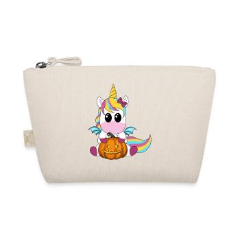Unicorn with pumpkin lantern - Organic Pouch - nature - Front