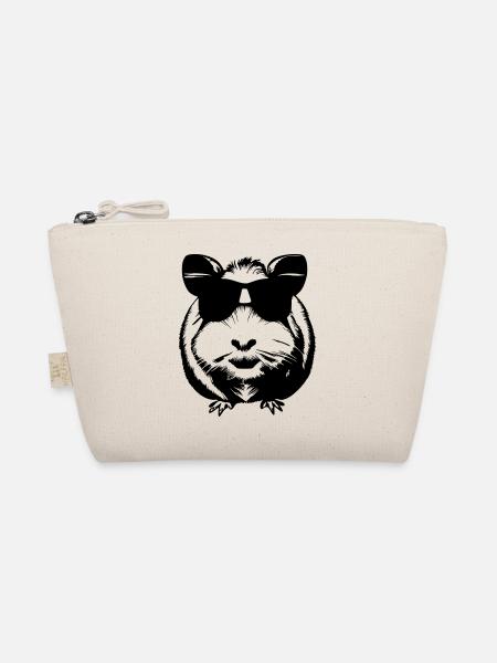 Guinea Pig Cool Sunglasses Funny Vector 3 - Organic Pouch - nature - Front