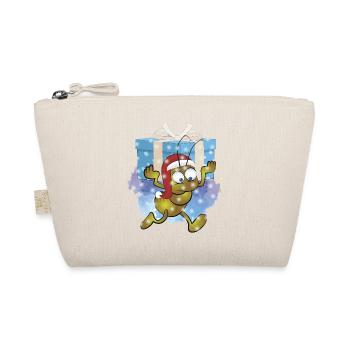 Ameise mit Weihnachtsmannmütze mit Geschenk - Bio-Täschchen - Natur - Vorne