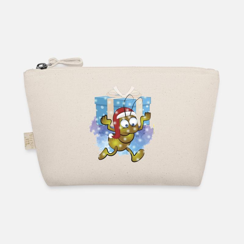 Ameise mit Weihnachtsmannmütze mit Geschenk Bio-Täschchen