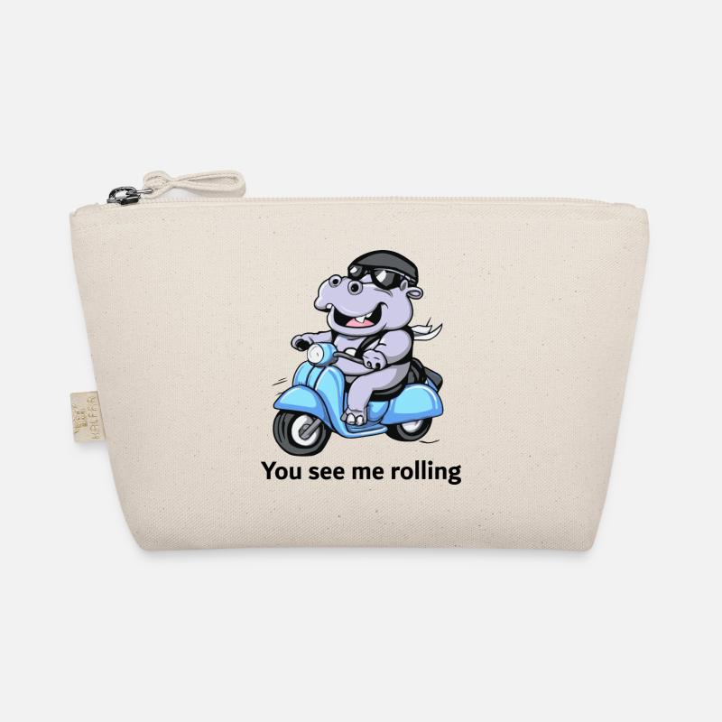 Nilpferd auf Roller - You see me rolling - Bio-Täschchen - Natur