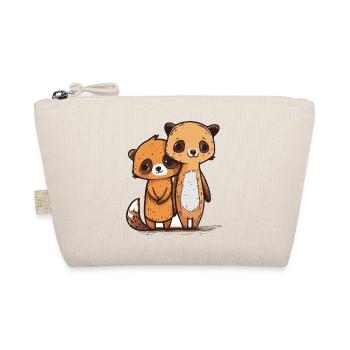 Comic Cute Kawaii Sticker Bear, Meerkat, Friend - Organic Pouch - nature - Front