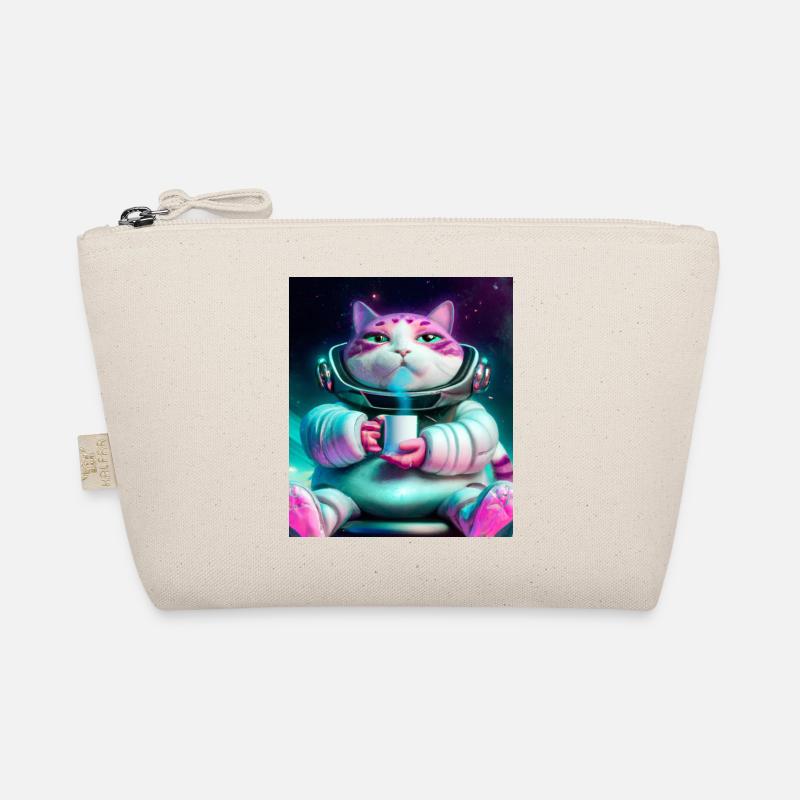Big cat drinks tea in space Organic Pouch