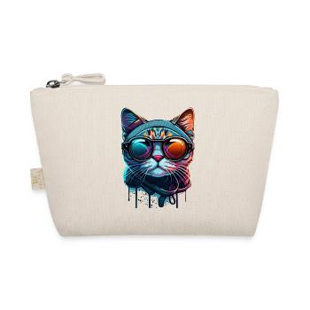 Buntes Katzengesicht mit Sonnenbrille stylish - Bio-Täschchen - Natur - Vorne