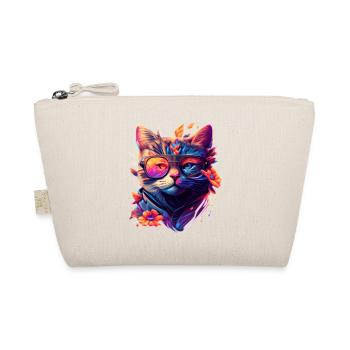 Chat arc-en-ciel coloré avec des lunettes de soleil élégantes - Trousse biologique - nature - Devant