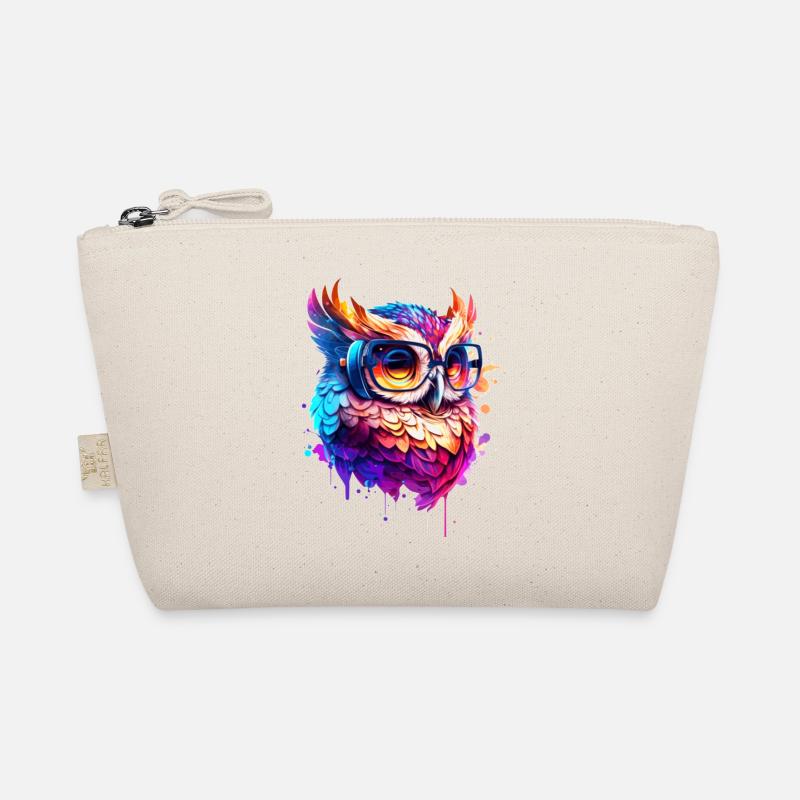 Party Eule als Vogel in bunt als cooles Artwork Bio-Täschchen