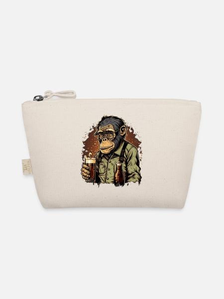 Cool Geek Chimpanzee with Beer - Organic Pouch - nature - Front