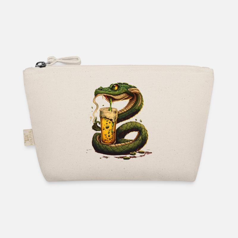 Lustige Comic Illustration Schlange mit Bier Bio-Täschchen