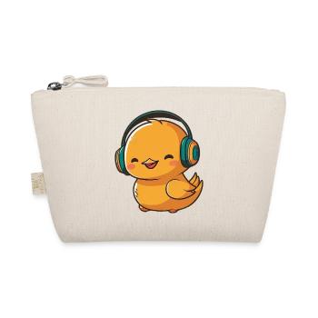 Kawaii Cute Happy Colorful Duck with Headphones - Organic Pouch - nature - Front