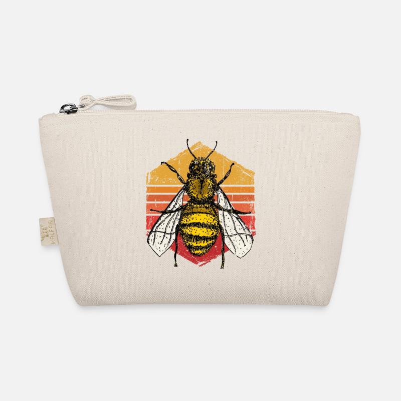 Sunset Bee Retro-Illustration Bio-Täschchen