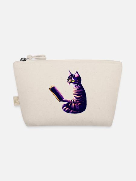 Kater Buch Katze Bücher Hauskatze Lesen Kätzchen - Bio-Täschchen - Natur - Vorne