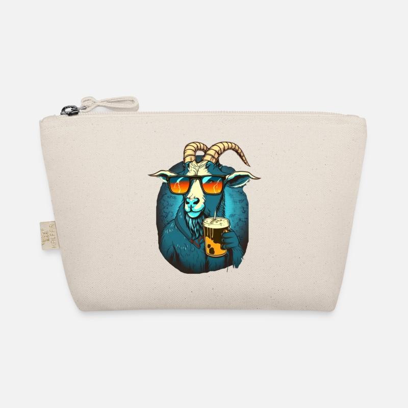 Cooler Bock mit Sonnenbrille und Bier Bio-Täschchen